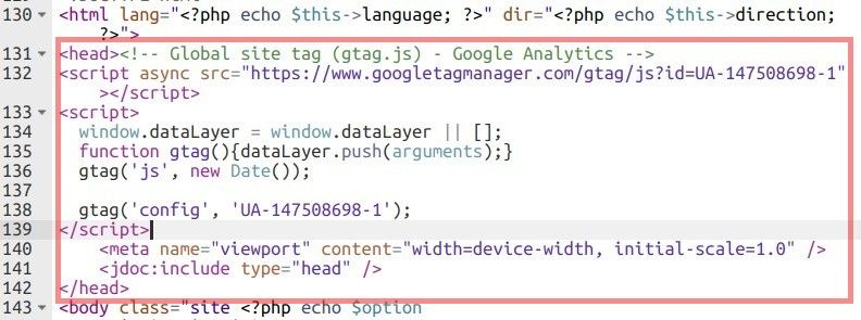 copy the tag snippet in your template index php