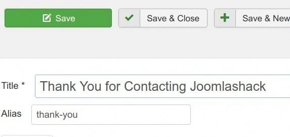 create a thank you joomla article