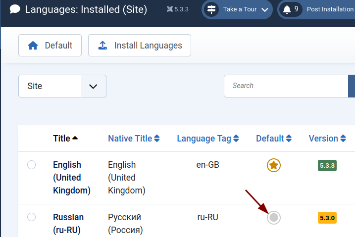 setting default language