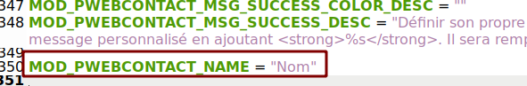 the name language string in french