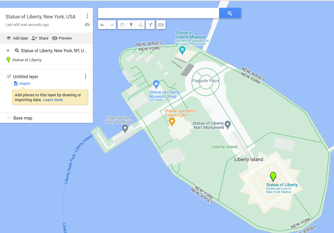 map of the stature of liberty national monumentum