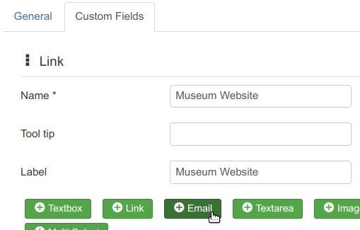 enter museum website name and label click email