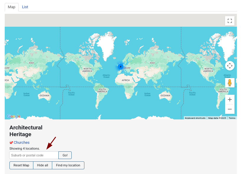 the search box displayed