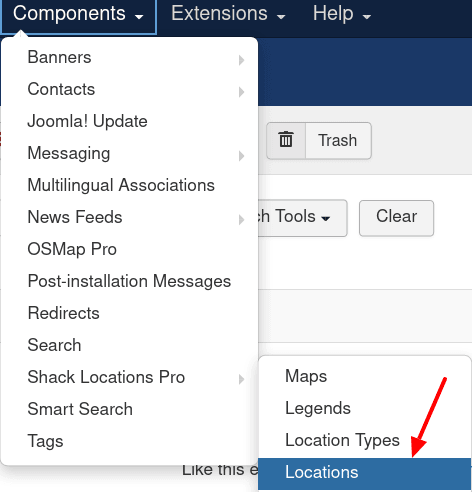 go to components then shack locations pro then locations