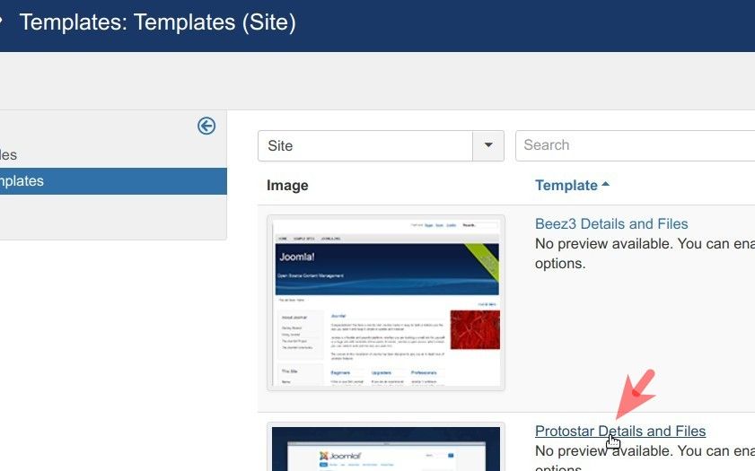 click on the name of your active joomla template