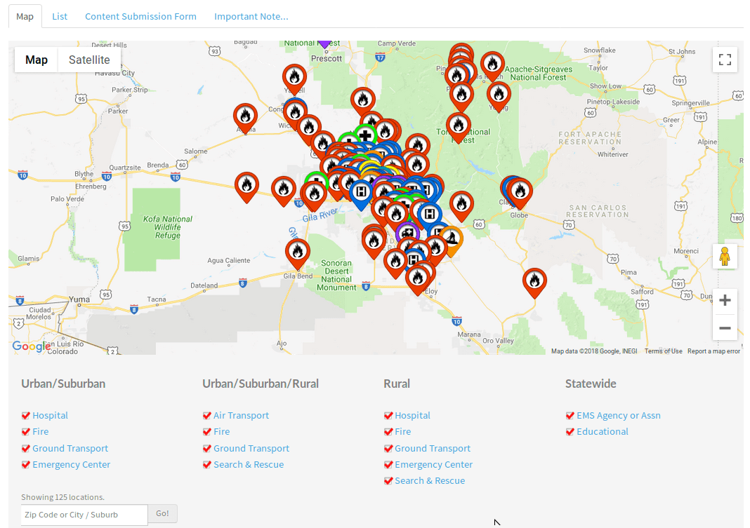 Example of map directory created with Shack Locations