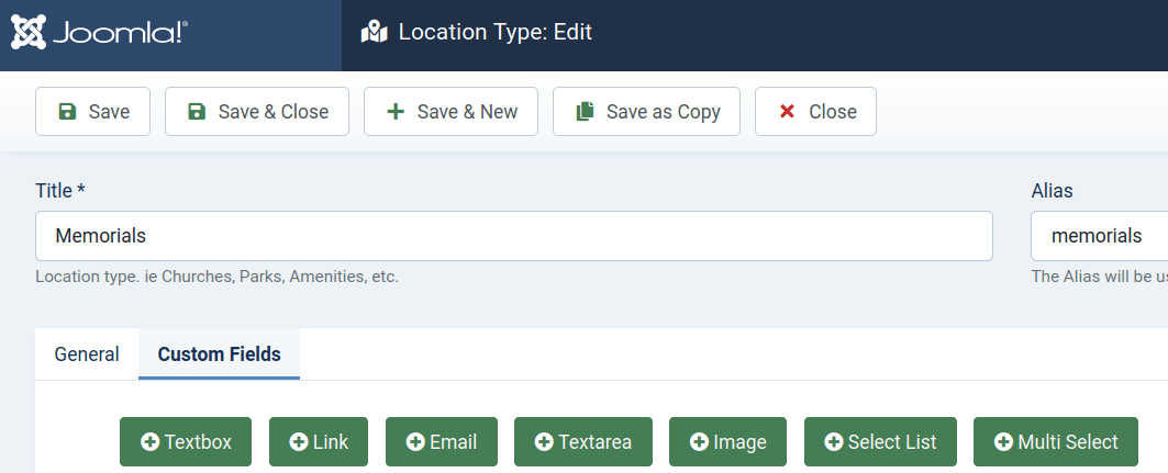 shack locations custom fields