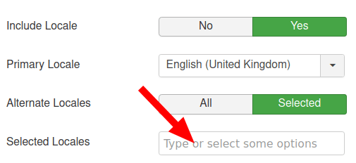 click inside the selected locales field