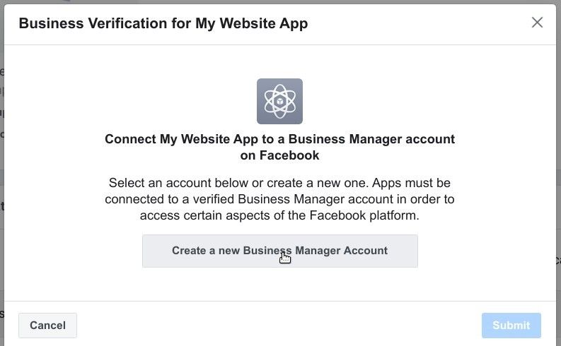 click create a new business manager account