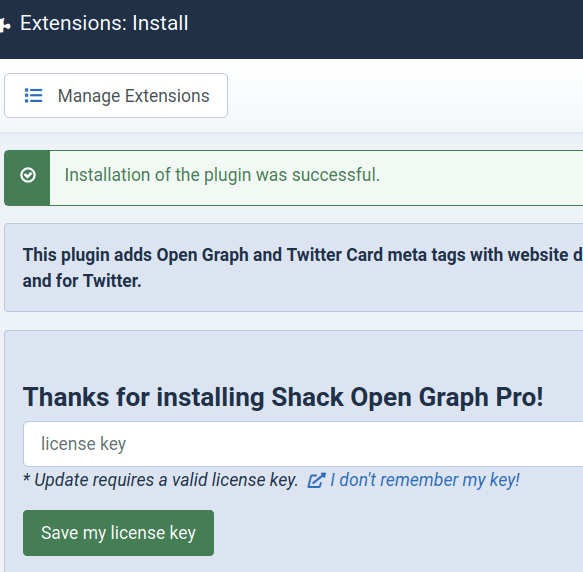 shack open graph has been successfully installed