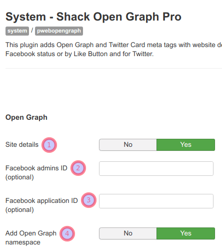 open graph group of settings