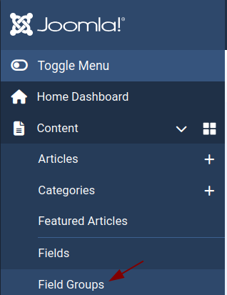 the field groups menu