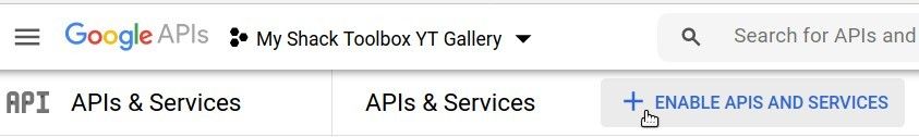 click enable apis and services