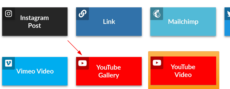 use the youtube gallery box