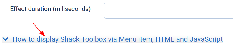 click how to display shack toolbox via menu item