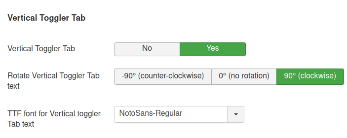 set the vertical tab parameters as you see fit