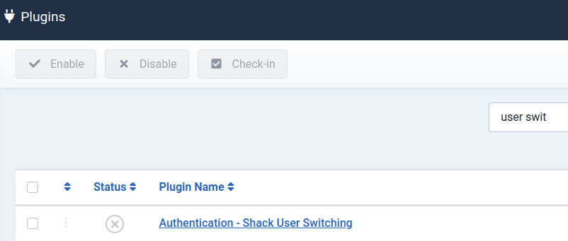 the plugin name listed