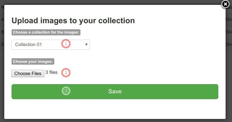 select collection choose files click save