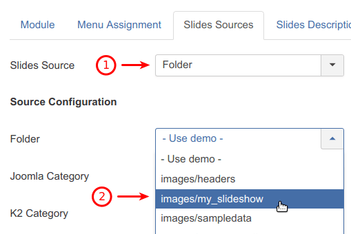 select the source folder