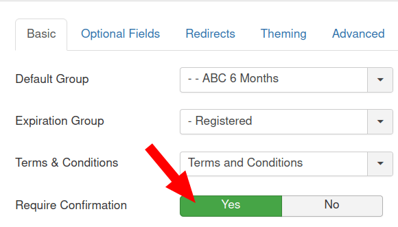 set the require confirmation to yes