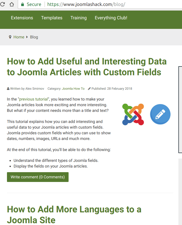 joomlashack blog page