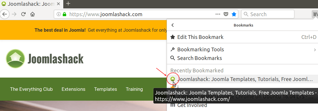 favicon in bookmarks manager