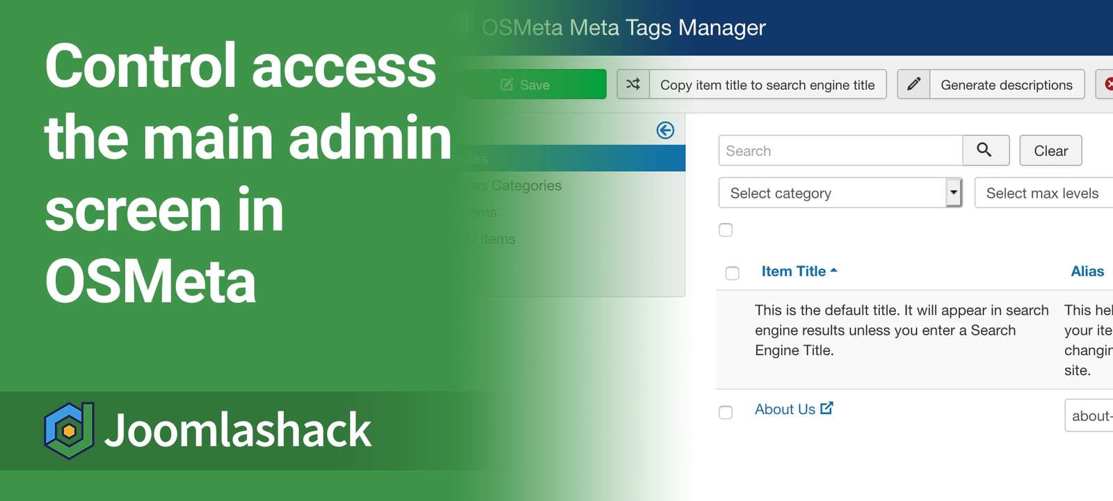 How to Allow a Joomla User Backend Administration Access Only to OSMeta