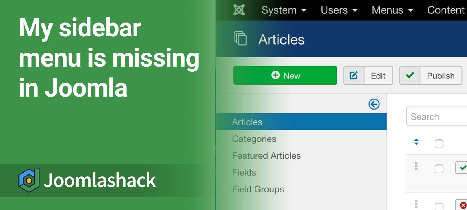 Missing Side Menu in Joomla Admin