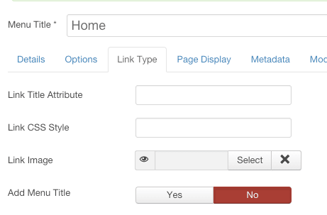 Set a Joomla menu link imnage