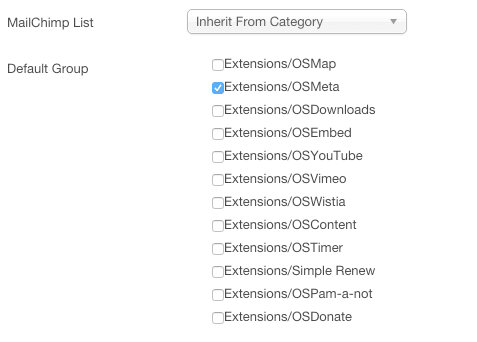 Choosing MailChimp groups for an OSDownloads file