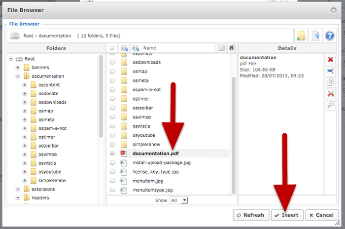 Insert a Joomla PDF file