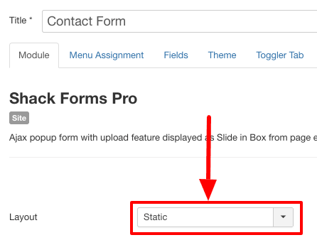 static Joomla Contact Form