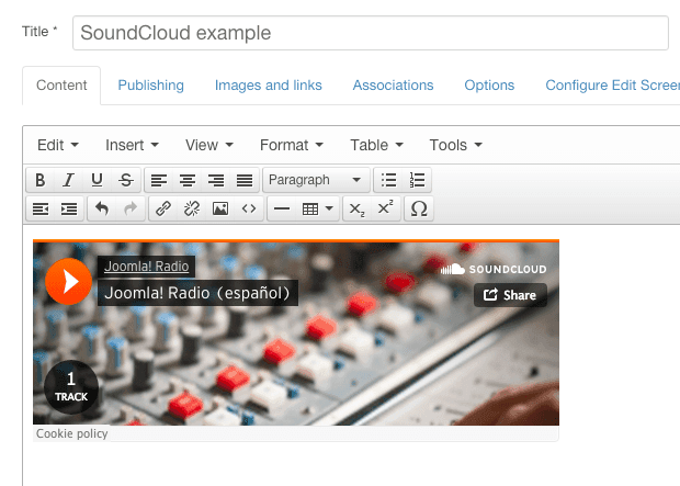 A Soundcloud URL successfully working inside Joomla