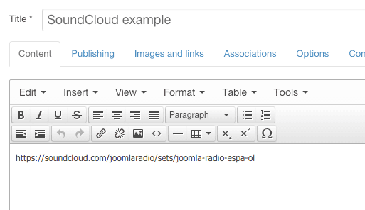 Adding a Soundcloud URL to Joomla