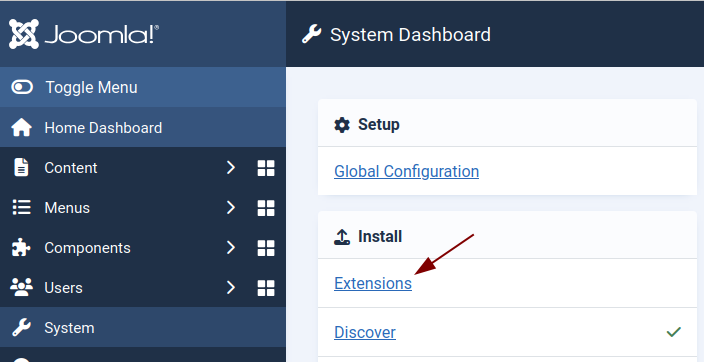 Go to System > Install > Extensions