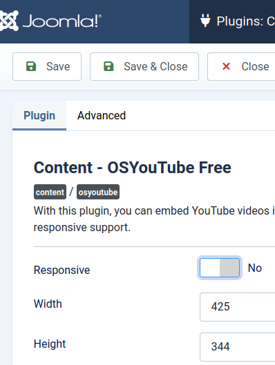 Set the video height and width