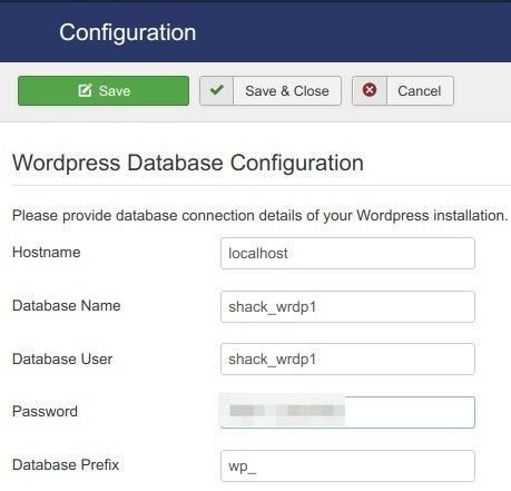enter your wordpress database details