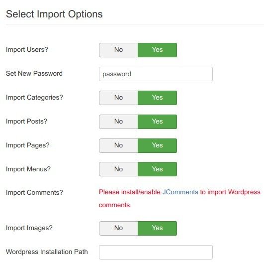 select import options