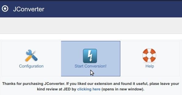 click start conversion