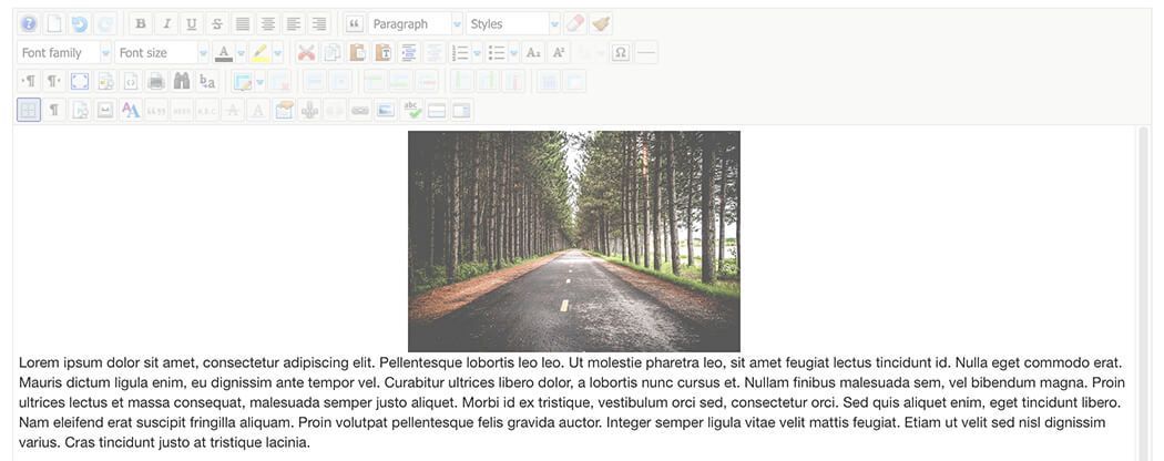 An image center aligned in JCE Editor in Joomla