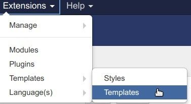 go to extensions templates templates