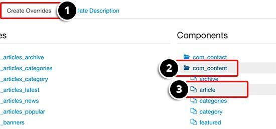 joomla create override