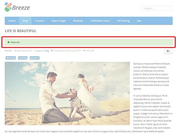 joomla featured article layout