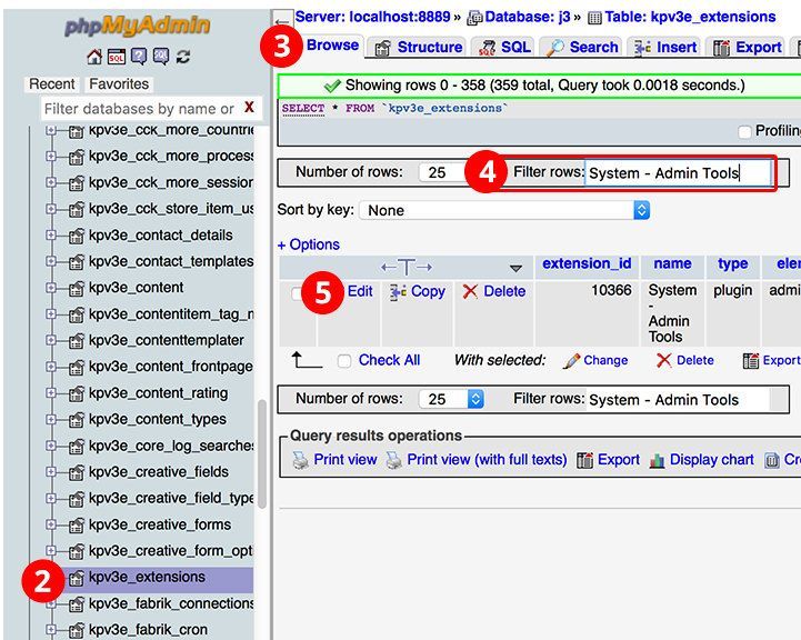 Joomla, Disable the Admin Tools Plugin