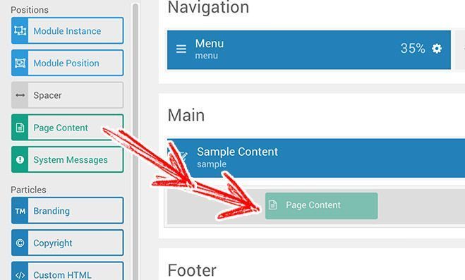 Page Content Particle in Gantry 5 for Joomla