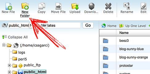 Creating a new folder during Install a Joomla Template through Discover