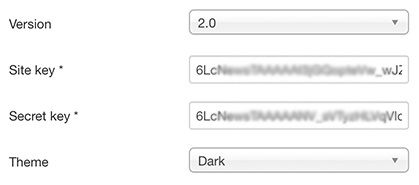 Joomla ReCaptcha plugin options