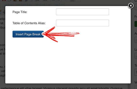 Insert Page Break button in Joomla