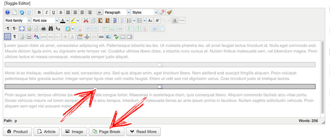 Add a Page Break button to a Joomla article