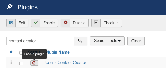 enable Contact Creator plugin